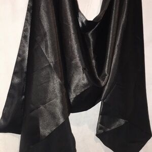 Oversized Soft Satin Black Skarf/ Evening Gown Wrap
